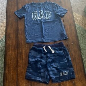 GAP Boys Navy Logo Tee and Blue Camo Drawstring Shorts